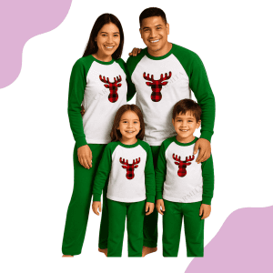 Molde digital de Conjunto Pijama Familiar Navideño (Padres e Hijos)
